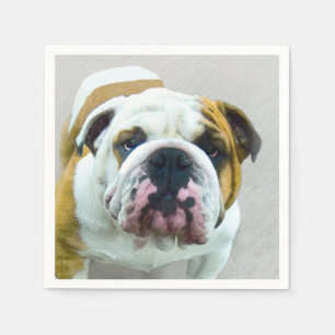 Serviette En Papier Bulldog Painting - Joli art original chien