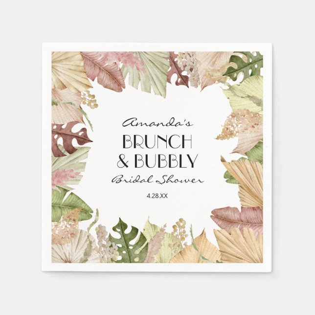 Serviette En Papier Bulle de Brunch Feuilles Tropicales Enterrement de (Devant)