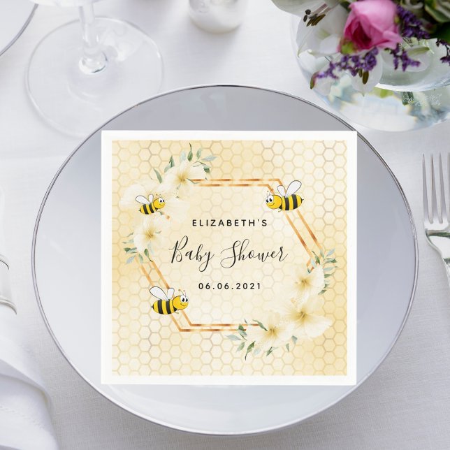 Serviette En Papier Bumble abeille nid d'abeille baby shower de fleurs (Créateur téléchargé)