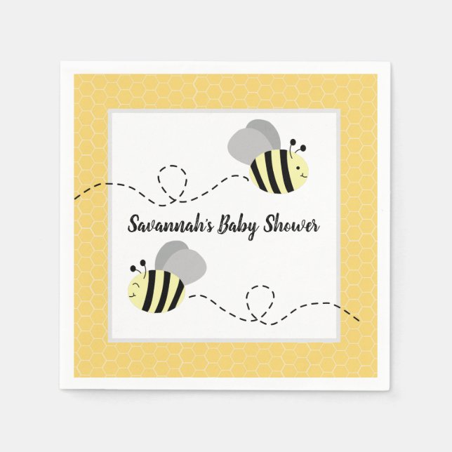 Serviette En Papier Bumble jaune gris Customisé (Devant)