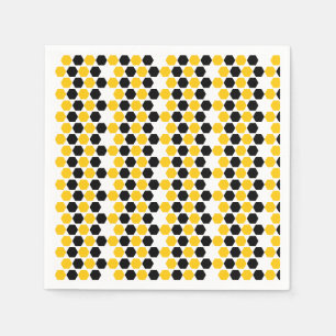 Serviette En Papier Bumble noir jaune géométrique hexagramme motif hex