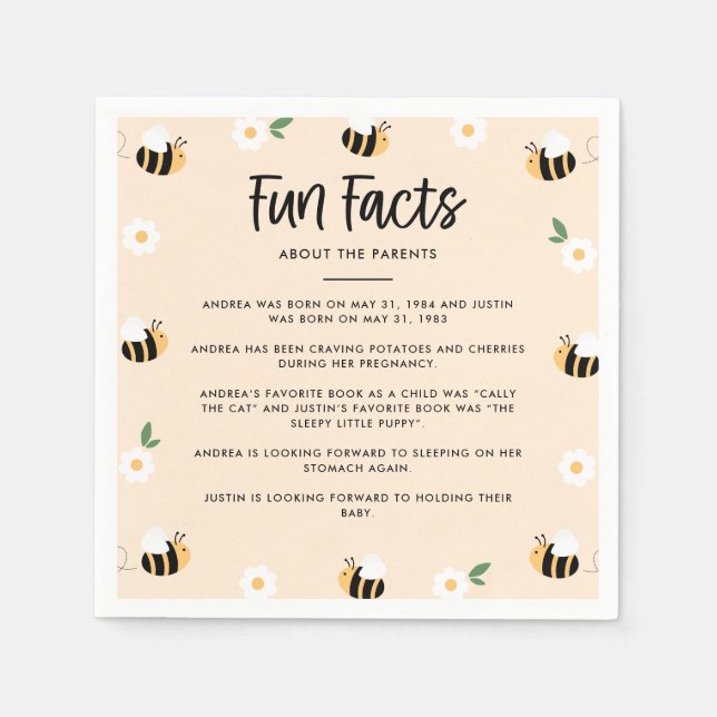 Serviette En Papier Bumblebee Baby shower Fun Faits (Devant)