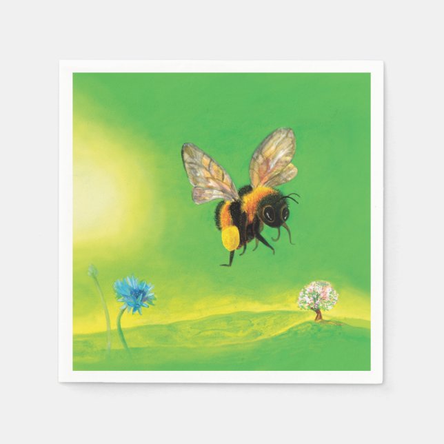 Serviette En Papier Bumblebee survolant le pré (Devant)
