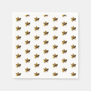 Serviette En Papier Bumblebees collectant le nectar et le pollen