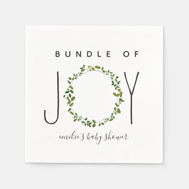 Serviette En Papier Bundle De Joy Greenery Wreath Baby shower Neutre (Devant)