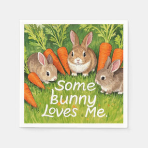 Serviette En Papier Bunnies et carottes de Pâques