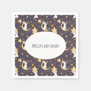 Serviette En Papier Bunnies et étoiles d'or sur Grey