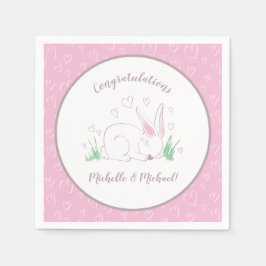 Serviette En Papier Bunny Baby shower Spring Rose Girl
