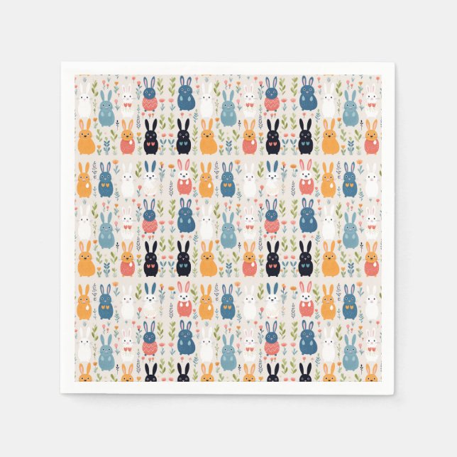 Serviette En Papier Bunny Bliss Motif de Pâques (Devant)