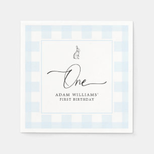 Serviette En Papier Bunny Blue En vichy premier papier d'anniversaire