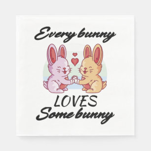 Serviette En Papier Bunny Couple Amour Coeur Paix Pâques Amateurs