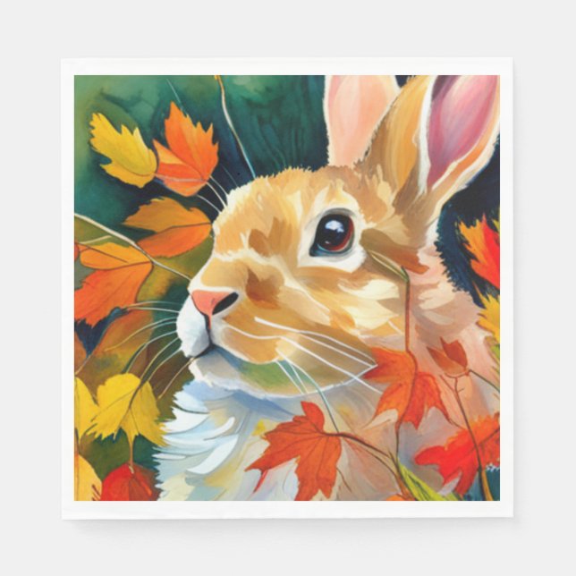 Serviette En Papier Bunny d'automne (Devant)
