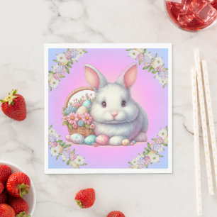 Serviette En Papier Bunny de Pâques Pretty Pastel