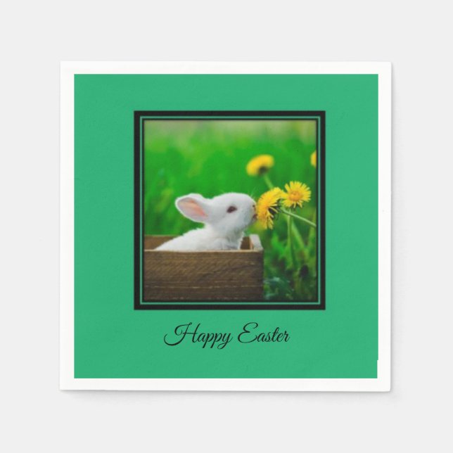 Serviette En Papier Bunny Happy Napkins de Pâques (Devant)