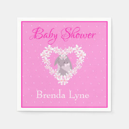Serviette En Papier Bunny Rabbit fille rose Baby shower invitation