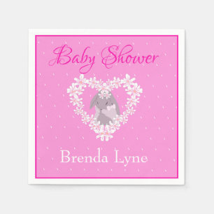 Serviette En Papier Bunny Rabbit fille rose Baby shower invitation