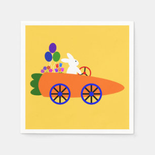 Serviette En Papier Bunny Riding voiture carotte #2 serviettes