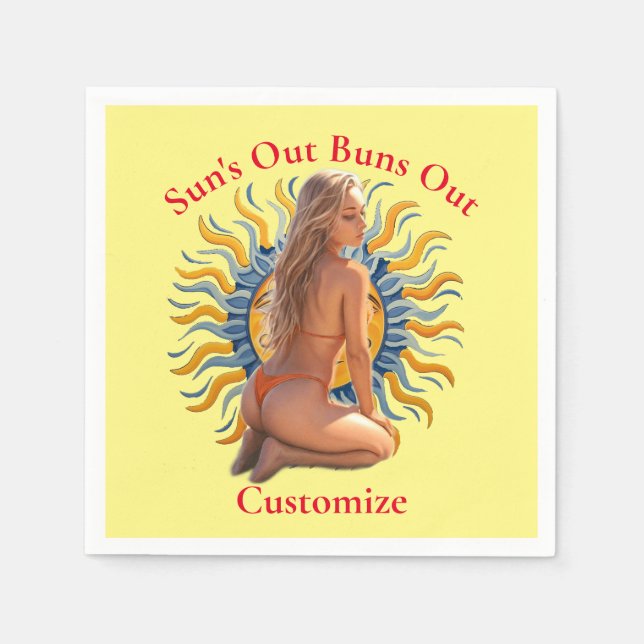 Serviette En Papier Buns Out Bikini Beach Girl Thunder_Cove (Devant)