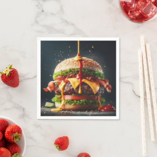 Serviette En Papier Burger avec sauce éclaboussante