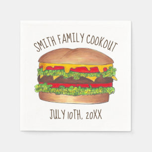 Serviette En Papier Burger Cheeseburger Reunion Pique-nique Cookout Pa