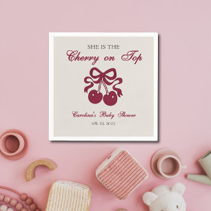 Serviette En Papier Burgundy Cherry on Top Baby shower 