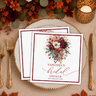 Serviette En Papier Burgundy doré eucalyptus automne mariée sh sans fi
