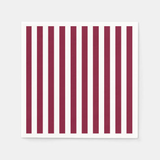Serviette En Papier Burgundy et blanc rayures de bonbons
