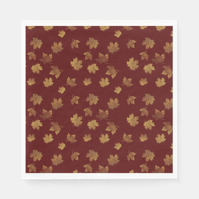 Serviette En Papier Burgundy & Gold Leaf Fall (Devant)