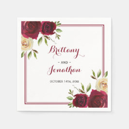 Serviette En Papier Burgundy Marsala Table Fiançailles Mariage Papier