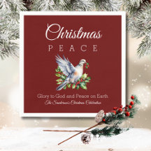 Burgundy Peace Dove Holly Christian Christmas
