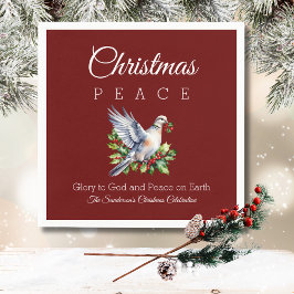 Serviette En Papier Burgundy Peace Dove Holly Christian Christmas
