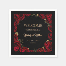 Serviette En Papier Burgundy Roses Boho Wedding