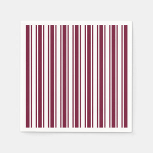 Serviette En Papier Burgundy rouge et blanc bonbons rayures