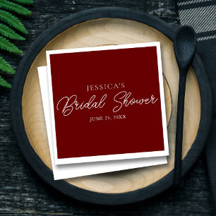 Serviette En Papier Burgundy Script Fête des mariées simple serviettes