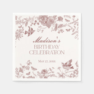 Serviette En Papier Burgundy Toile Jouy Vintage Floral fête d'annivers