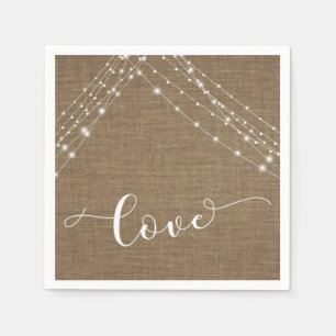 Serviette En Papier Burlap avec cordes de lumière blanche et la typogr