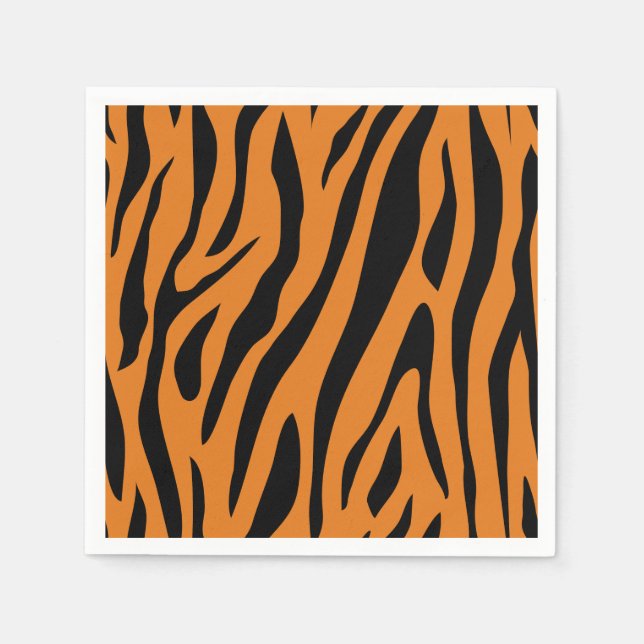 Serviette En Papier Burnt Orange& Black Tiger Stripes Animal Print  (Devant)