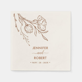 Serviette En Papier Burnt Orange Botanical Simple Mariage élégant