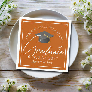 Serviette En Papier Burnt Orange Graduate Custom 2025 Graduation Party