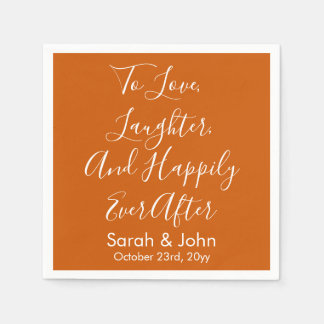 Serviette En Papier Burnt Orange Personnaliser Script Mariage Réceptio