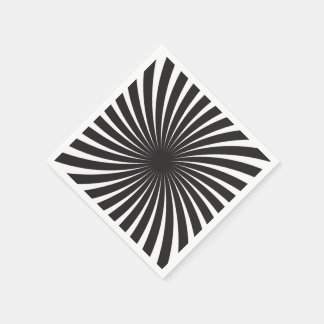 Serviette En Papier Burst Solaire en Spirale Rétro Noir & Blanc