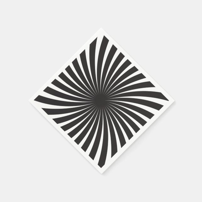 Serviette En Papier Burst Solaire en Spirale Rétro Noir & Blanc (Coin)