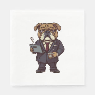 Serviette En Papier Business Bulldog - Drôle chien de bureau