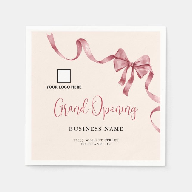 Serviette En Papier Business Grand Ouverture Moderne Logo De Ruban (Devant)