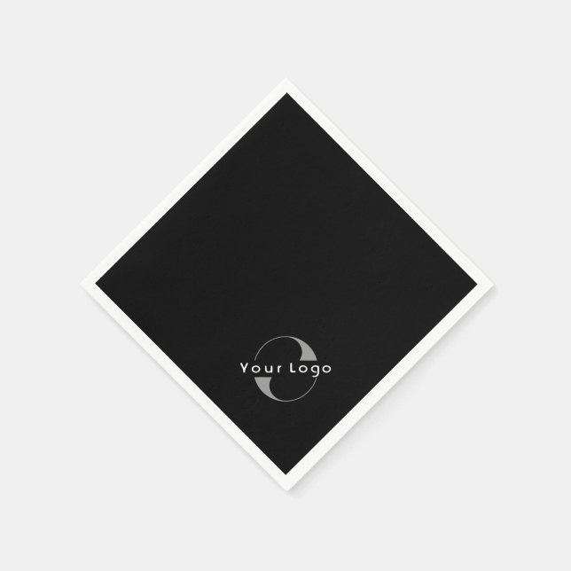 Serviette En Papier Business Modern Logo Clean Minimal Company Black (Coin)