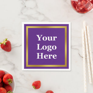 Serviette En Papier Business Purple White et Gold Votre logo ici