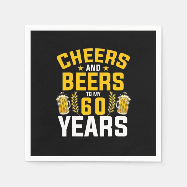 Serviette En Papier Buveur de bière acclame et bières pour mes 60 ans  (Devant)