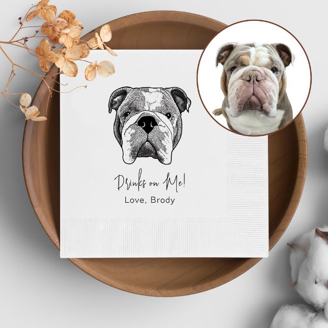 Serviette En Papier Buvez Personnalisé Bulldog Sur Moi (Créateur téléchargé)