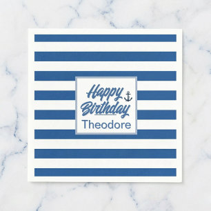 Serviette En Papier Cabana Rayure Ancre Anniversaire
