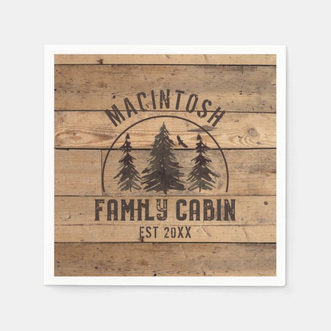 Serviette En Papier Cabine de famille Bois rustique Personnalisé (Devant)